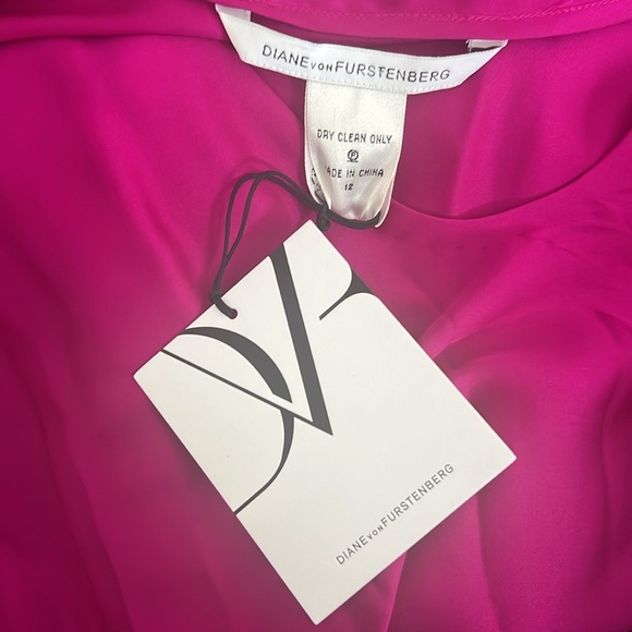 DVF Diane Von Furstenberg Edna Dress Silk Mini Dolman Sleeve V Neckline Size 12 - Picture 5 of 11